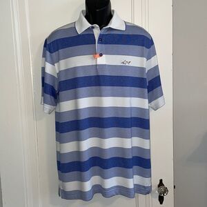 Macy’s brand white‎ & blue striped polo shirt